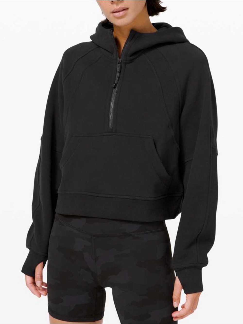 Lululemon Scuba Oversized 1/2 Zip up Hoodie sweatshirt jacket Black half